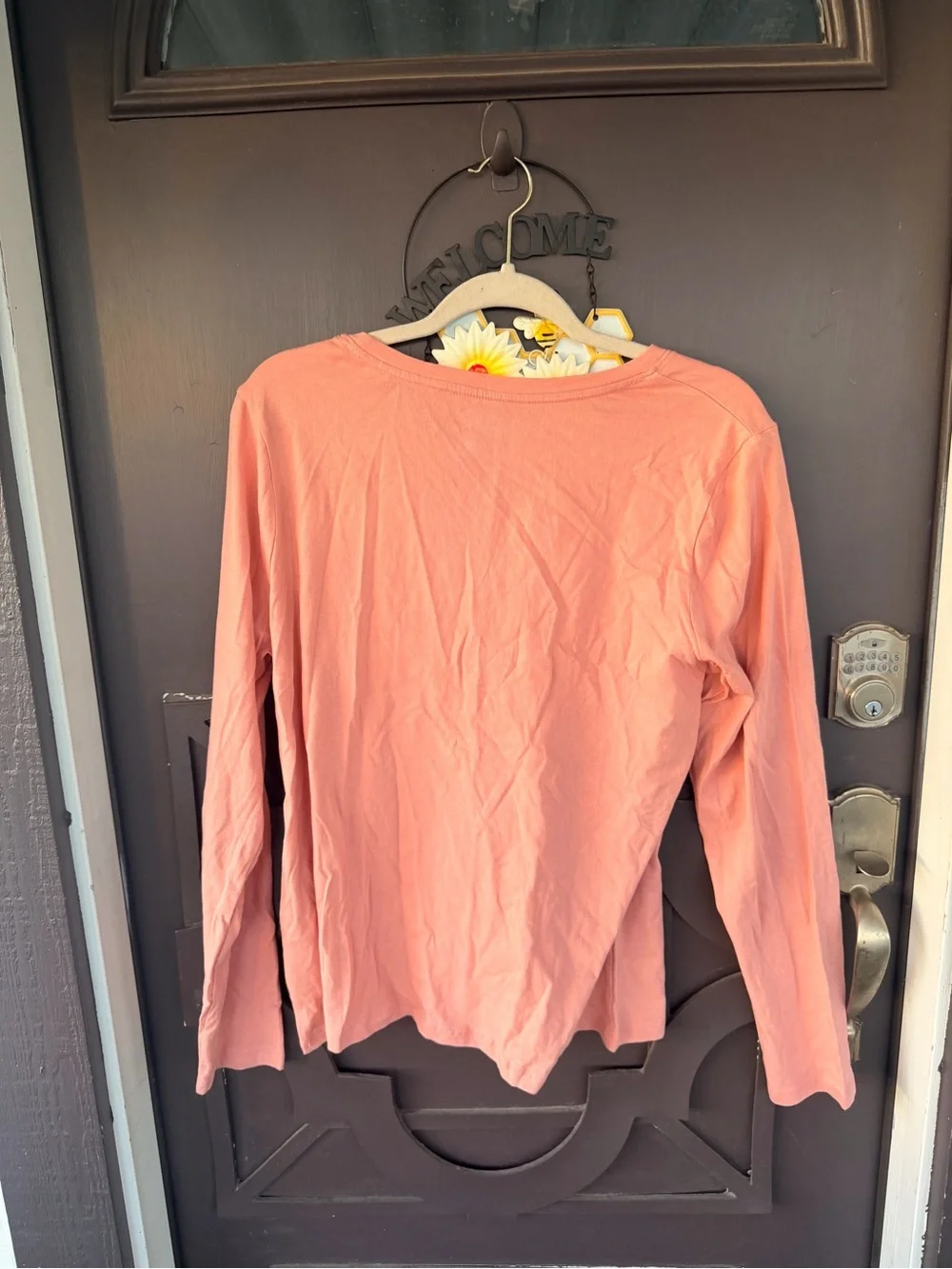Time and Tru Long Sleeve Crewneck Top - Rose